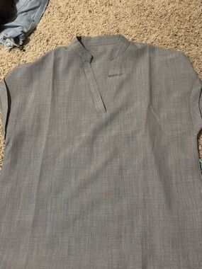 Never-worn SHEIN Gray Split-Neck Short-Sleeve Blouse